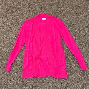 Hot pink cardigan with pockets